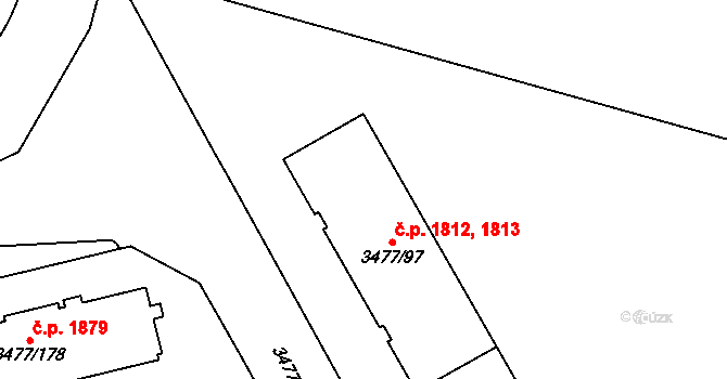 Břevnov 1812,1813, Praha na parcele st. 3477/97 v KÚ Břevnov, Katastrální mapa