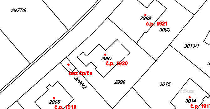 Dejvice 1920, Praha na parcele st. 2997 v KÚ Dejvice, Katastrální mapa