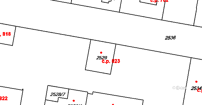 České Budějovice 3 823, České Budějovice na parcele st. 2529 v KÚ České Budějovice 3, Katastrální mapa