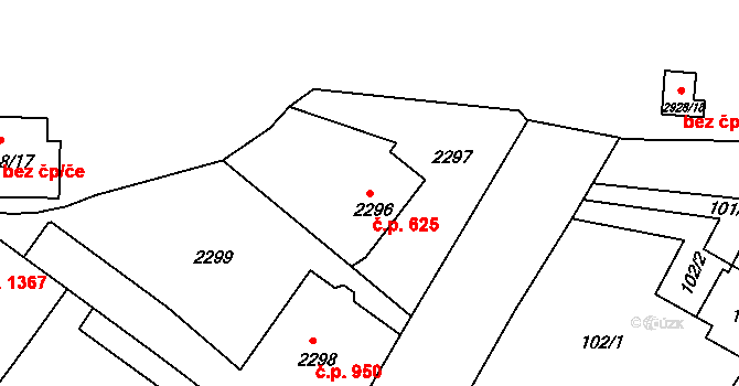 Rumburk 1 625, Rumburk na parcele st. 2296 v KÚ Rumburk, Katastrální mapa