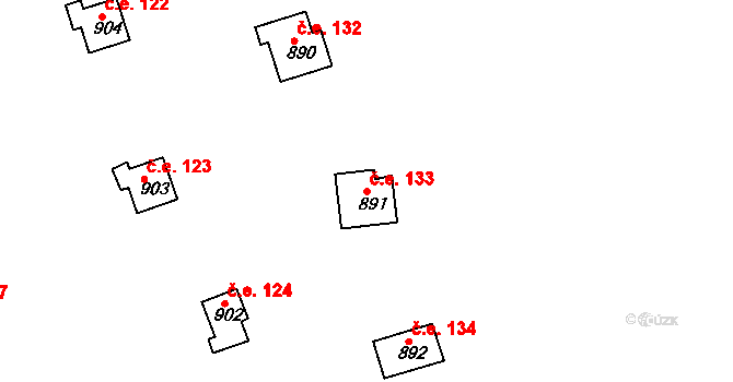 Horákov 133, Mokrá-Horákov na parcele st. 891 v KÚ Horákov, Katastrální mapa