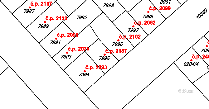 Jižní Předměstí 2157, Plzeň na parcele st. 7995 v KÚ Plzeň, Katastrální mapa