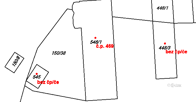 Cerhenice 469 na parcele st. 546/1 v KÚ Cerhenice, Katastrální mapa