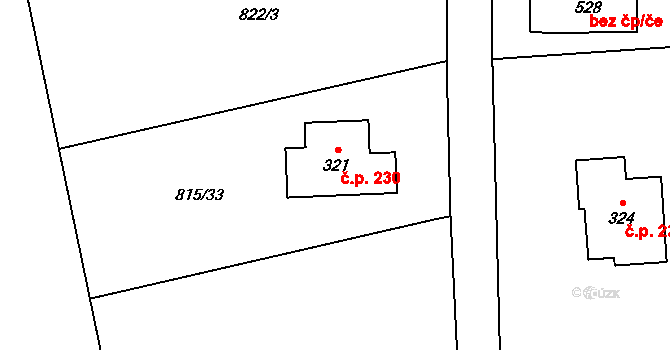 Smilovice 230 na parcele st. 321 v KÚ Smilovice u Třince, Katastrální mapa