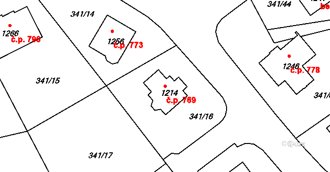 Žirovnice 769 na parcele st. 1214 v KÚ Žirovnice, Katastrální mapa