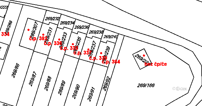 Pražské Předměstí 384, Bílina na parcele st. 269/239 v KÚ Bílina, Katastrální mapa