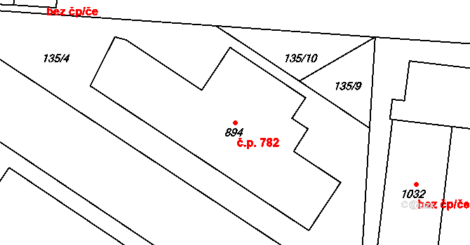 Horoměřice 782 na parcele st. 894 v KÚ Horoměřice, Katastrální mapa