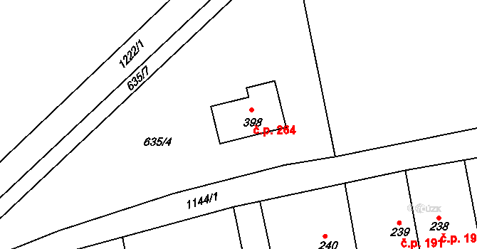 Bohdíkov 264 na parcele st. 398 v KÚ Dolní Bohdíkov, Katastrální mapa