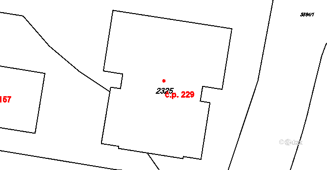 Záběhlice 229, Praha na parcele st. 2325 v KÚ Záběhlice, Katastrální mapa