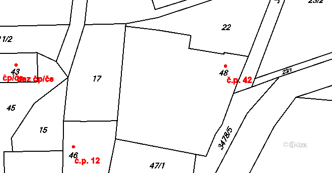 Jeníkov 42, Čechtice na parcele st. 48 v KÚ Jeníkov u Vlašimi, Katastrální mapa