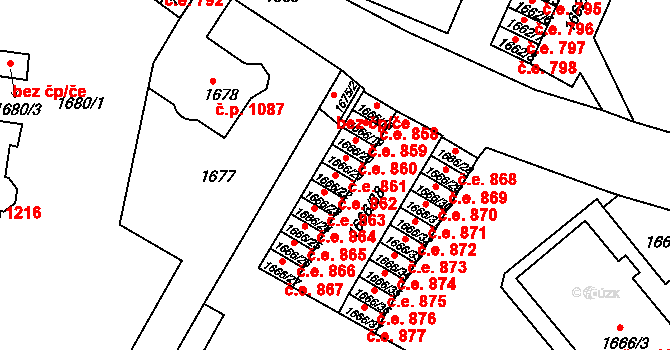 Děčín VI-Letná 862, Děčín na parcele st. 1666/22 v KÚ Podmokly, Katastrální mapa