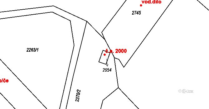 Tišnov 2000 na parcele st. 2054 v KÚ Tišnov, Katastrální mapa
