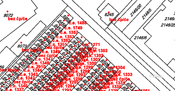 Hodonín 1303 na parcele st. 6508 v KÚ Hodonín, Katastrální mapa