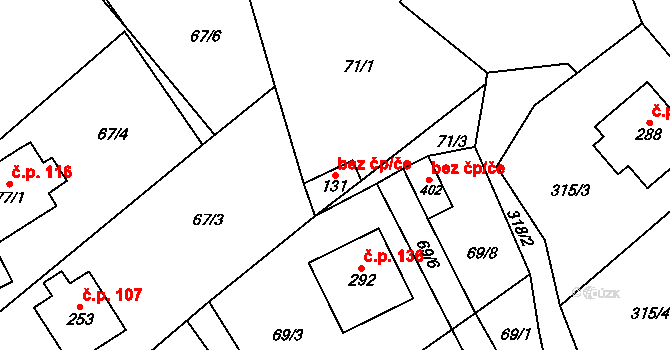 Dolní Lhota 38895544 na parcele st. 131 v KÚ Dolní Lhota u Luhačovic, Katastrální mapa