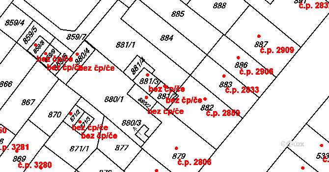 Chomutov 39080544 na parcele st. 881/2 v KÚ Chomutov II, Katastrální mapa