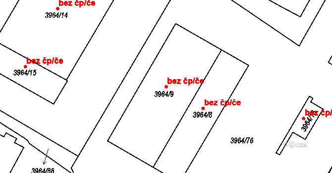 Chomutov 39097544 na parcele st. 3964/9 v KÚ Chomutov I, Katastrální mapa