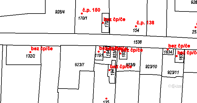 Holýšov 39190544 na parcele st. 1191 v KÚ Holýšov, Katastrální mapa