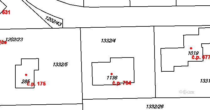 Kudlov 267, Zlín na parcele st. 566 v KÚ Kudlov, Katastrální mapa