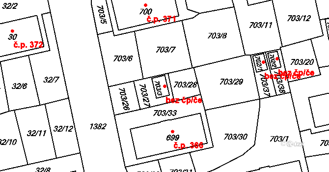 Vejprnice 41978544 na parcele st. 703/3 v KÚ Vejprnice, Katastrální mapa