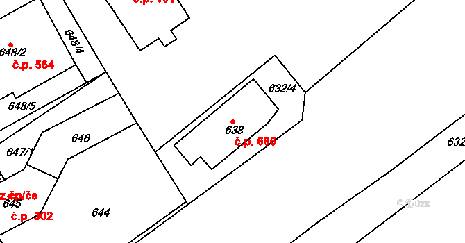 Neštěmice 666, Ústí nad Labem na parcele st. 638 v KÚ Neštěmice, Katastrální mapa