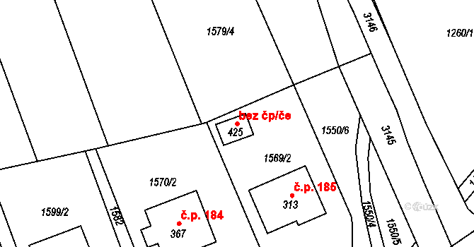 Sehradice 43112544 na parcele st. 425 v KÚ Sehradice, Katastrální mapa