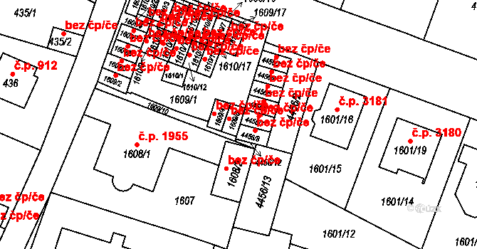 Teplice 45137544 na parcele st. 1609/5 v KÚ Teplice, Katastrální mapa