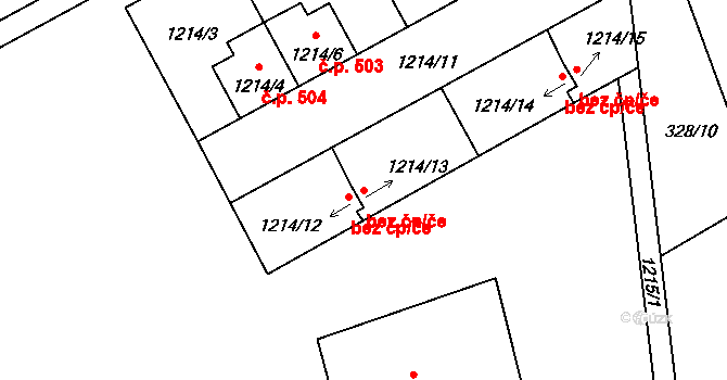 Líně 45751544 na parcele st. 1214/13 v KÚ Líně, Katastrální mapa