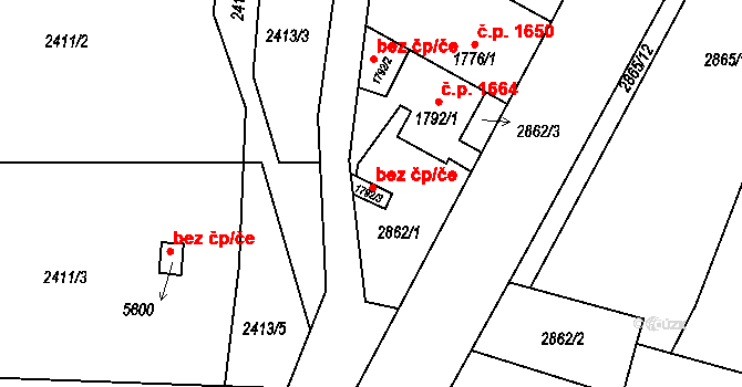 Žatec 47058544 na parcele st. 1792/3 v KÚ Žatec, Katastrální mapa