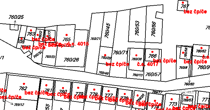 Znojmo 47527544 na parcele st. 760/29 v KÚ Znojmo-Louka, Katastrální mapa