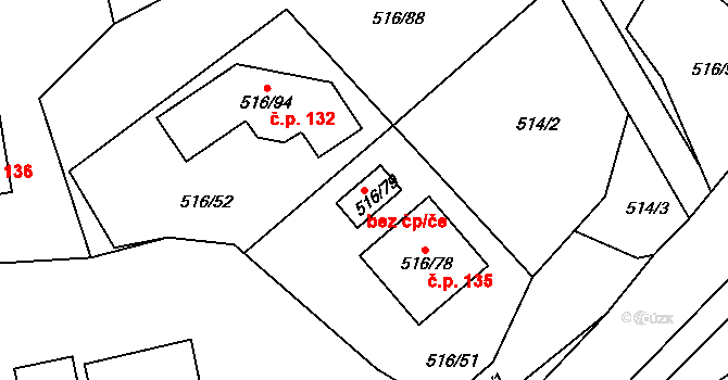 Lomnice 49292544 na parcele st. 516/79 v KÚ Lomnice u Sokolova, Katastrální mapa