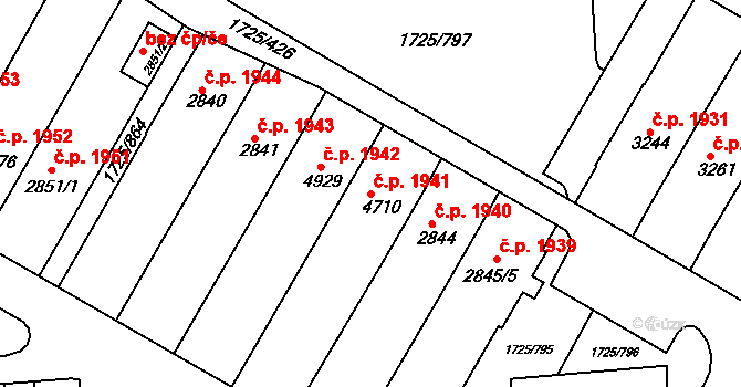 Uherský Brod 1941 na parcele st. 4710 v KÚ Uherský Brod, Katastrální mapa