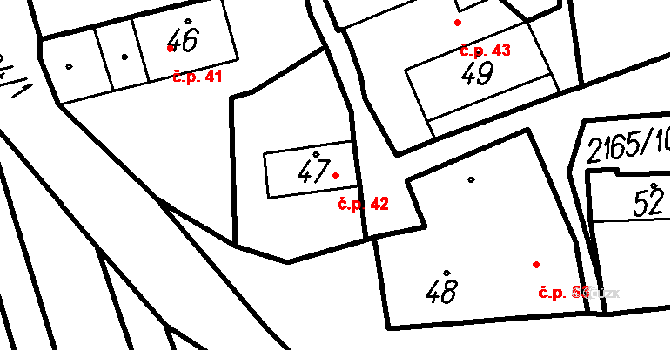 Petrovice 42, Měčín na parcele st. 47 v KÚ Petrovice u Měčína, Katastrální mapa