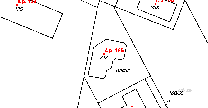 Starý Rožmitál 195, Rožmitál pod Třemšínem na parcele st. 342 v KÚ Starý Rožmitál, Katastrální mapa