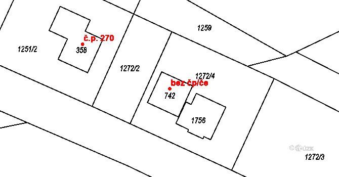 Lánov 81379544 na parcele st. 742 v KÚ Prostřední Lánov, Katastrální mapa