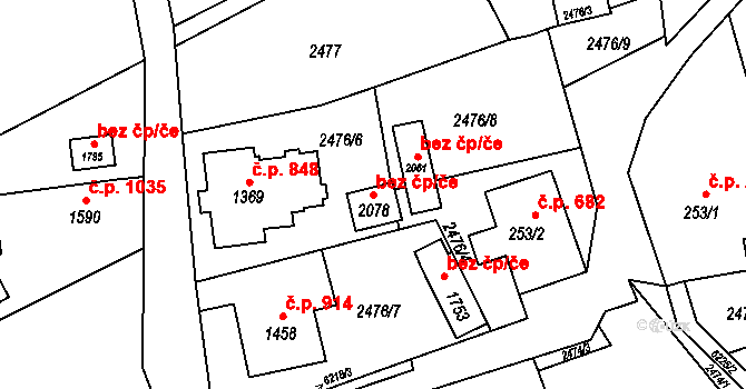 Jiříkov 83920544 na parcele st. 2078 v KÚ Jiříkov, Katastrální mapa