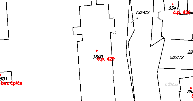 Horní Brána 429, Český Krumlov na parcele st. 3500 v KÚ Český Krumlov, Katastrální mapa