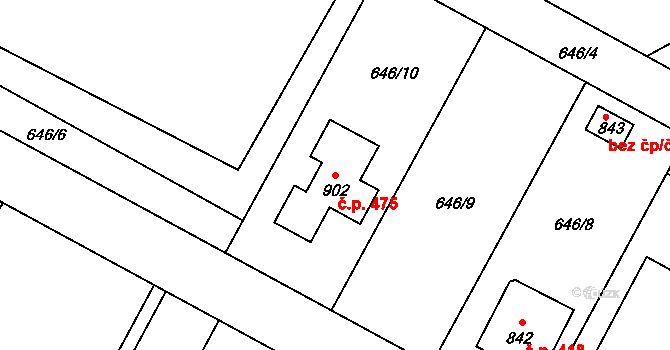 Lučina 475 na parcele st. 902 v KÚ Lučina, Katastrální mapa