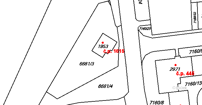 Žatec 1615 na parcele st. 1953 v KÚ Žatec, Katastrální mapa