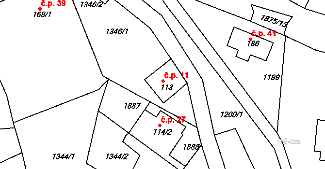 Hluky 11, Kounov na parcele st. 113 v KÚ Kounov u Dobrušky, Katastrální mapa
