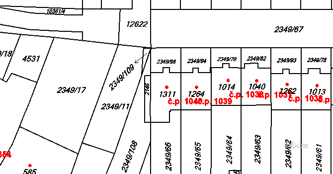 Hrušovany nad Jevišovkou 1040 na parcele st. 1311 v KÚ Hrušovany nad Jevišovkou, Katastrální mapa