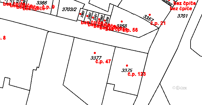 Vrchlice 47, Kutná Hora na parcele st. 3377 v KÚ Kutná Hora, Katastrální mapa