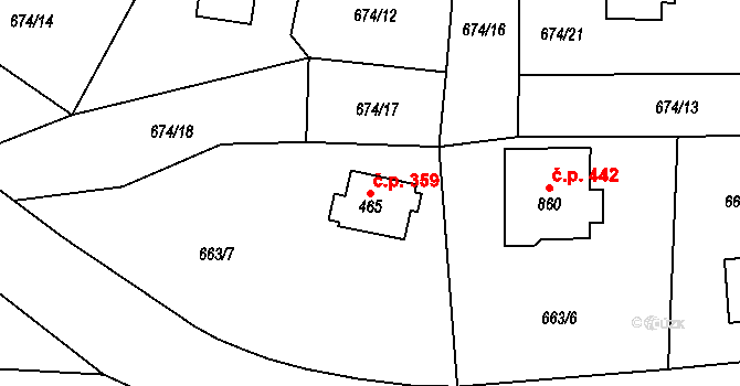 Pernink 359 na parcele st. 465 v KÚ Pernink, Katastrální mapa