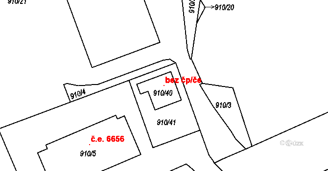 Teplice 121372545 na parcele st. 910/40 v KÚ Teplice-Trnovany, Katastrální mapa