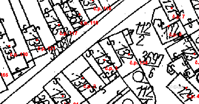 Dolní Cerekev 3 na parcele st. 131 v KÚ Dolní Cerekev, Katastrální mapa