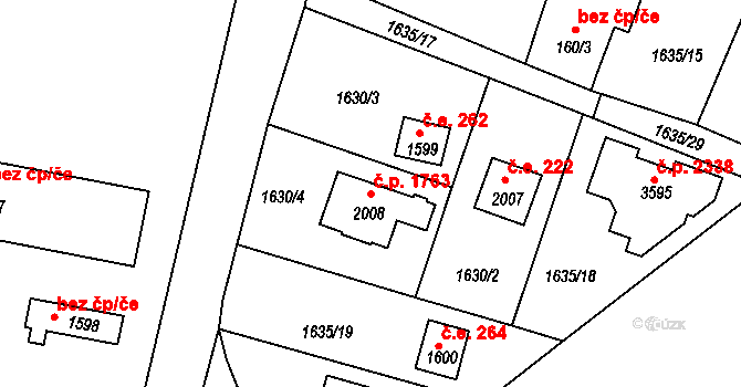 Říčany 1763 na parcele st. 2008 v KÚ Říčany u Prahy, Katastrální mapa