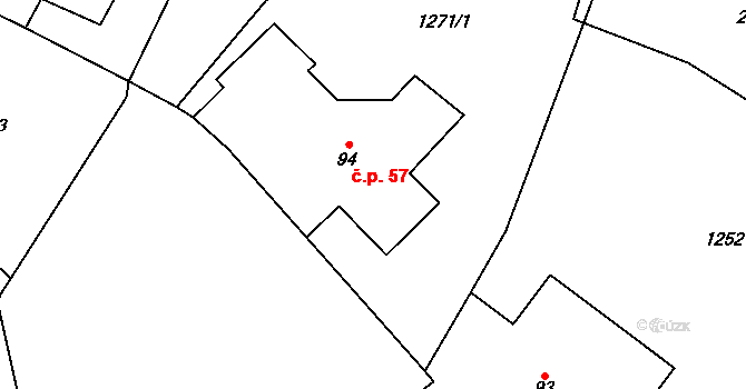 Nové Heřminovy 57 na parcele st. 94 v KÚ Nové Heřminovy, Katastrální mapa