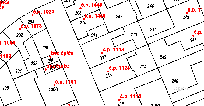 Kročehlavy 1113, Kladno na parcele st. 212 v KÚ Kročehlavy, Katastrální mapa