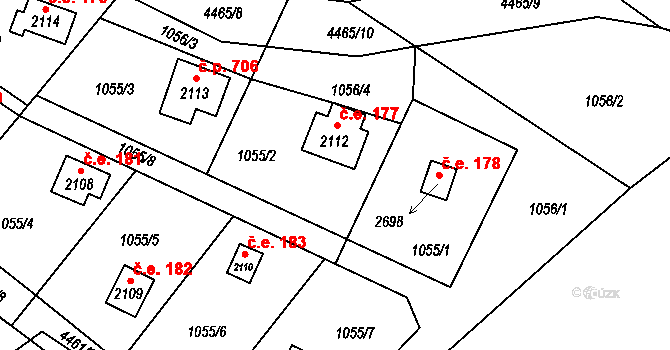 Ostravice 177 na parcele st. 2112 v KÚ Ostravice 1, Katastrální mapa