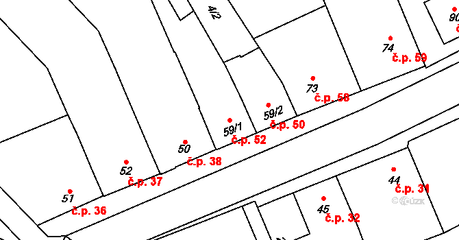 Žerůvky 52, Bystročice na parcele st. 59/1 v KÚ Žerůvky, Katastrální mapa