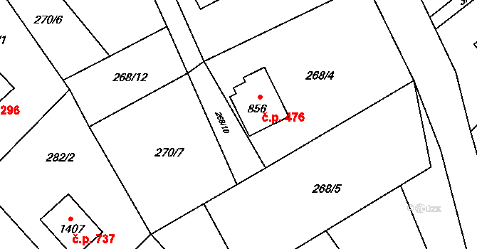 Valašská Bystřice 476 na parcele st. 856 v KÚ Valašská Bystřice, Katastrální mapa
